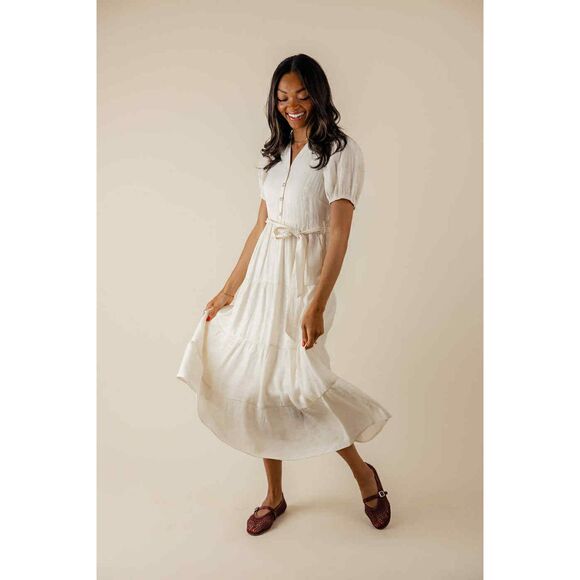 Roolee | Bone Deep Button Maxi Dress in Cream | Small - Picture 1 of 7